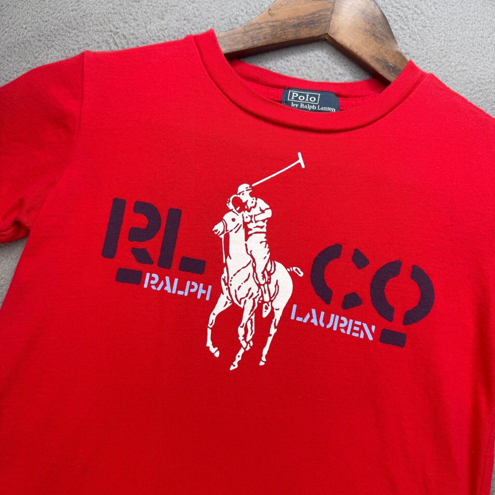 Polo Ralph Lauren Big Pony Graphic T Shirt Kids 7 Red Cotton Short Sleeve Tee